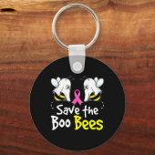 Red Boo Bijen Leuk Borstkanker Bewustzijn Hallowee Sleutelhanger (Voorkant)