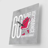 Red Book Character Ignorance is Banned Acrylic Vierkante Klok (Hoek)