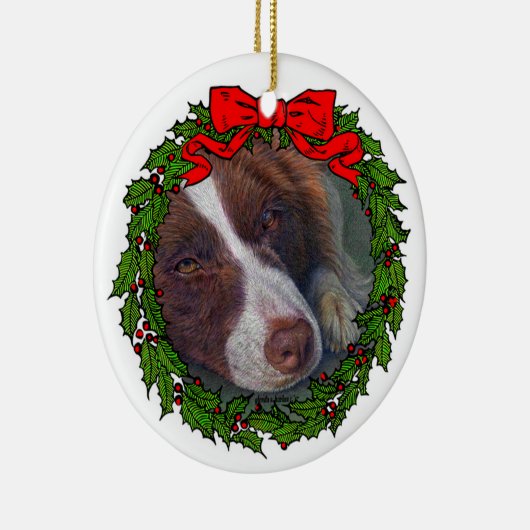 Red Border Collie Art van Glenda S. Harlan Keramisch Ornament (Rechts)