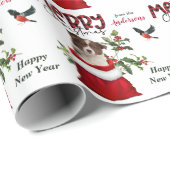 Red Border Collie Puppy in kerstcadeautas Cadeaupapier (Rol Hoek)