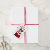Red Border Collie Puppy in Santa Bag Cadeaulabel (Met Touw)
