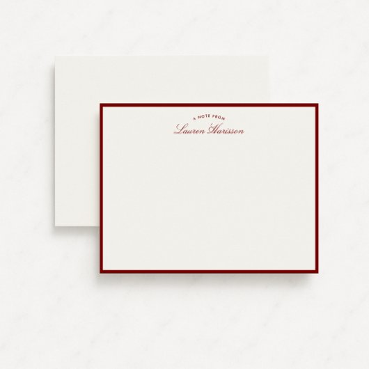 Red Border Elegant Modern Stationery Note Kaart