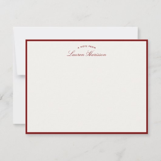 Red Border Elegant Modern Stationery Note Kaart (Voorkant)