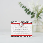 Red Borders Black Damask-responskaarten Informatiekaartje (Staand voorkant)