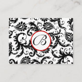 Red Borders Black Damask-responskaarten Informatiekaartje (Achterkant)