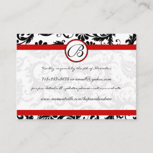 Red Borders Black Damask-responskaarten Informatiekaartje