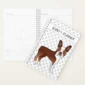 Red Boston Terrier Cartoon Dog en je eigen titel Planner (Display)