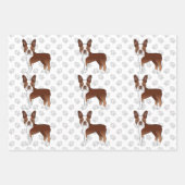 Red Boston Terrier Cartoon Dog Pattern & Gray Paws Inpakpapier Vel (Voorkant)