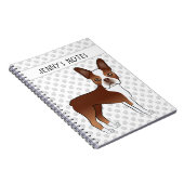 Red Boston Terrier Cute Cartoon Dog & Custom Text Notitieboek (Rechterzijde)