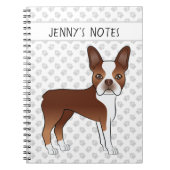 Red Boston Terrier Cute Cartoon Dog & Custom Text Notitieboek (Voorkant)