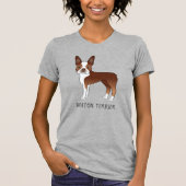 Red Boston Terrier Cute Cartoon Dog & Custom Text T-shirt (Voorkant)