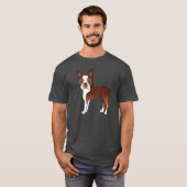 Red Boston Terrier Cute Cartoon Dog Illustratie T-shirt (Voorkant volledig)