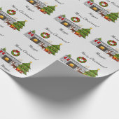 Red Boston Terrier in een feestelijke kerstzaal Cadeaupapier (Hoek)