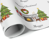 Red Boston Terrier in een feestelijke kerstzaal Cadeaupapier (Rol Hoek)