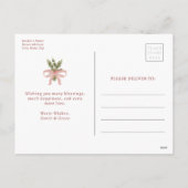 Red Botanical Christmas Photo Postcard Feestdagenkaart (Achterkant)