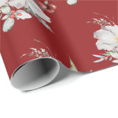 Red Botanical Holiday Wrapping Papier (Rol Hoek)