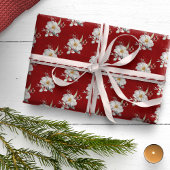 Red Botanical Holiday Wrapping Papier