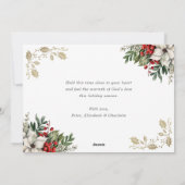 Red Botanical Photo Christmas Blessings Christian Feestdagenkaart (Achterkant)