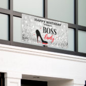Red Bottom Stiletto Hiss Boss Lady Birthday Spandoek (Buitenkant Gebouw)