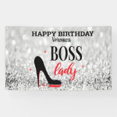 Red Bottom Stiletto Hiss Boss Lady Birthday Spandoek (Horizontaal)