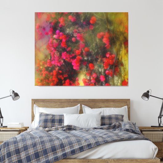Red Bougainvillea Flowers Impressionisme Fine Art Canvas Afdruk (Insitu (Slaapkamer))