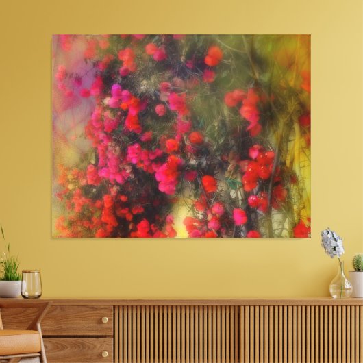 Red Bougainvillea Flowers Impressionisme Fine Art Canvas Afdruk (Insitu (Woonkamer))