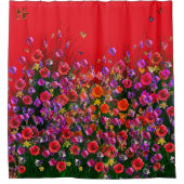 Red Bouquet Butterflies Showgordijn Douchegordijn (Voorkant)