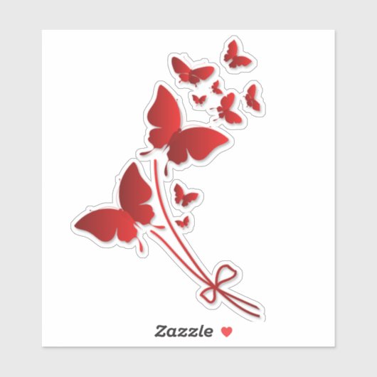 Red Bouquet Butterfly Sticker (Vel)
