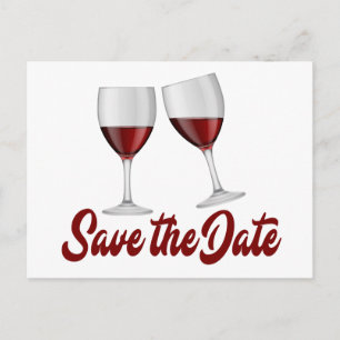 Red Bourgogne Save the Date Wijnbril Bruiloft Aankondigingskaart