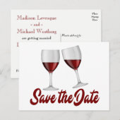Red Bourgogne Save the Date Wijnbril Bruiloft Aankondigingskaart (Voorkant / Achterkant)