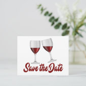 Red Bourgogne Save the Date Wijnbril Bruiloft Aankondigingskaart (Staand voorkant)