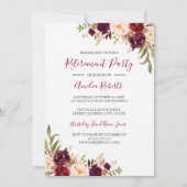 Red Bourgondië Bloemen Pensioen Partij Kaart (Voorkant)