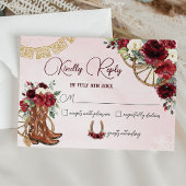 Red Bourgondië Floral Charro West Quinceañera Reag RSVP Kaartje
