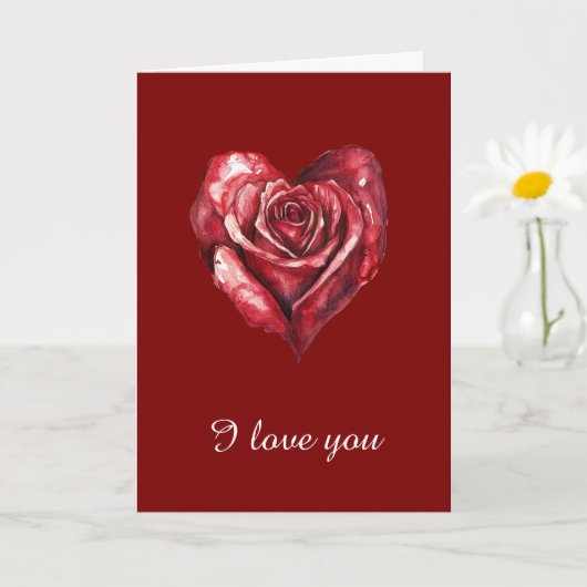 Red Bourgondië Roos Heart Love Kaart (Kleine Plant)