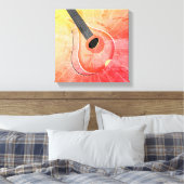 Red Bouzouki Musical Instrument Textured Art Canvas Afdruk (Insitu (Slaapkamer))