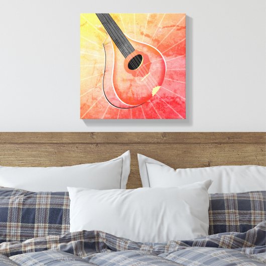 Red Bouzouki Musical Instrument Textured Art Canvas Afdruk (Insitu (Slaapkamer))