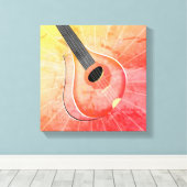 Red Bouzouki Musical Instrument Textured Art Canvas Afdruk (Insitu (Houten vloer))