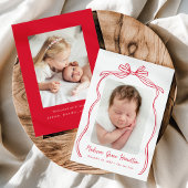  Red Bow 2 Foto Geboorte Aankondiging