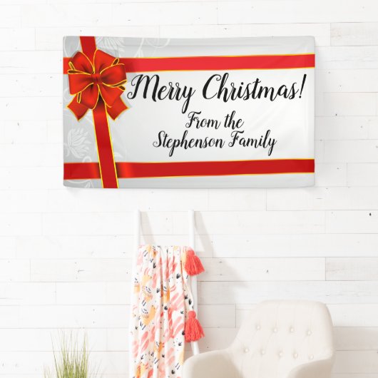 Red Bow Aangepast Aangepast Gepersonaliseerde Fami Spandoek (Insitu)