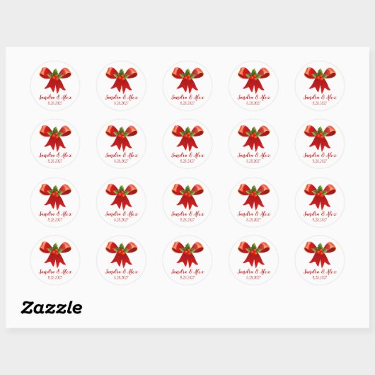 Red Bow - Aangepaste Kerst stickers (Vel)