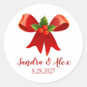 Red Bow - Aangepaste Kerst stickers (Voorkant)