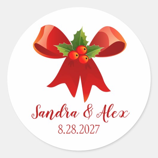 Red Bow - Aangepaste Kerst stickers (Voorkant)