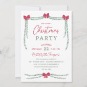 Red Bow-Adorned Garlands kerstfeest Kaart (Voorkant)