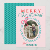 Red Bow Afbeelding Lijst Kerst Feestdagenkaart (Voorkant / Achterkant)