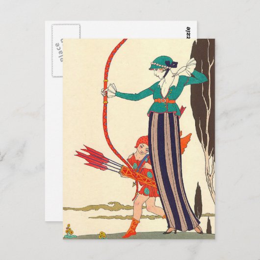 Red Bow Amusement van George Barbier Briefkaart (Voorkant / Achterkant)