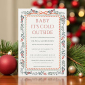 Red Bow Baby It's Cold Outside Baby Shower Kaart
