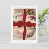 Red Bow Baby’s First Christmas Four Photo Card Kaart (Staand voorkant)