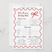 Red Bow Baby shower - Bewerkbare naam, 5x7 Invitat Kaart (Voorkant)