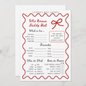 Red Bow Baby shower - Bewerkbare naam, 5x7 Invitat Kaart (Voorkant / Achterkant)