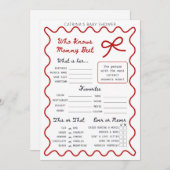 Red Bow Baby shower - Bewerkbare naam, 5x7 Invitat Kaart (Voorkant / Achterkant)